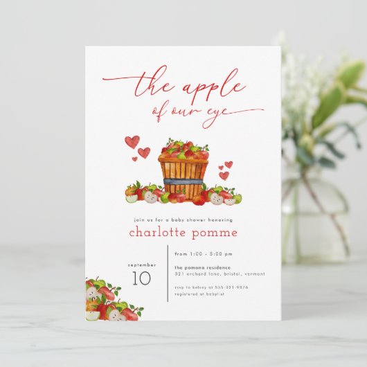 Apple of My Eye Herfst Apple Baby shower Invitatio Kaart (Staand voorkant)