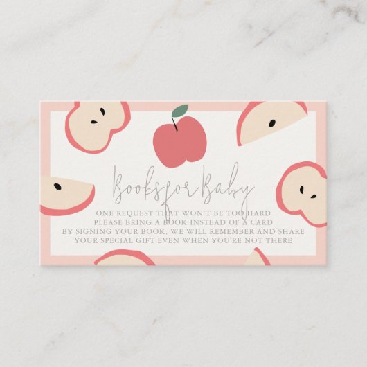 Apple of my Eye Pink Girl Baby Shower Book Request Informatiekaartje (Voorkant)