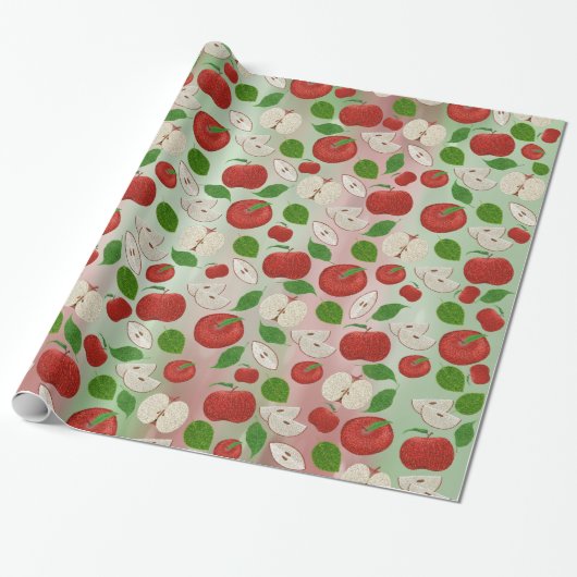 “Apple of My Eye” Stipple Art Wrapping Paper Cadeaupapier (Uitgerold)