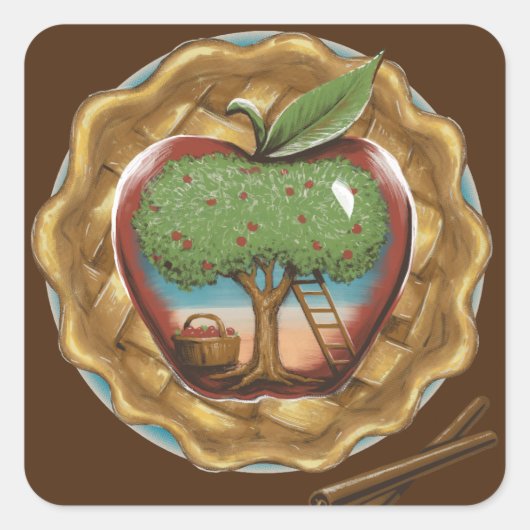 Apple of My Pie Vierkante Sticker (Voorkant)