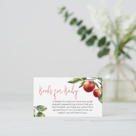 Apple of Our Eye Baby shower Boeken voor Baby Informatiekaartje (Staand voorkant)