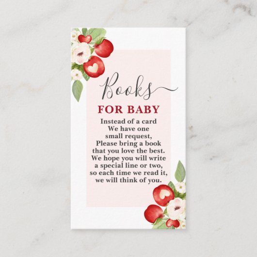 Apple of Our Eye Baby shower Boeken voor Baby Kaar Informatiekaartje (Voorkant)