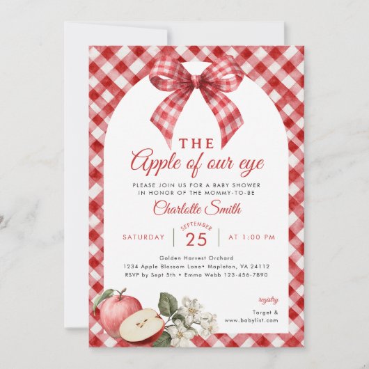 Apple of Our Eye Baby shower Invitation Kaart (Voorkant)