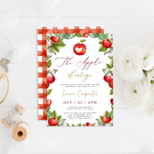Apple of Our Eye Baby shower Invitation Kaart