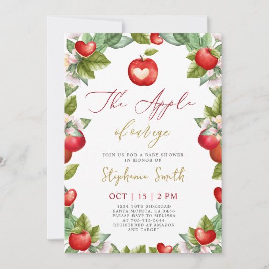 Apple of Our Eye Baby shower Invitation Kaart (Voorkant)