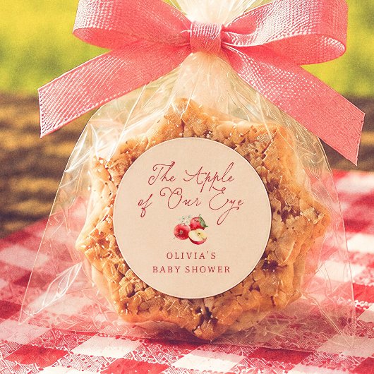 Apple Of Our Eye Baby Shower Ronde Sticker