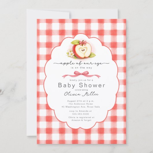 Apple of Our Eye Baby Shower Uitnodiging (Voorkant)