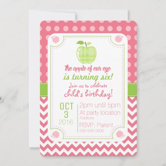 Apple of our Eye Birthday Invitation Kaart (Voorkant)