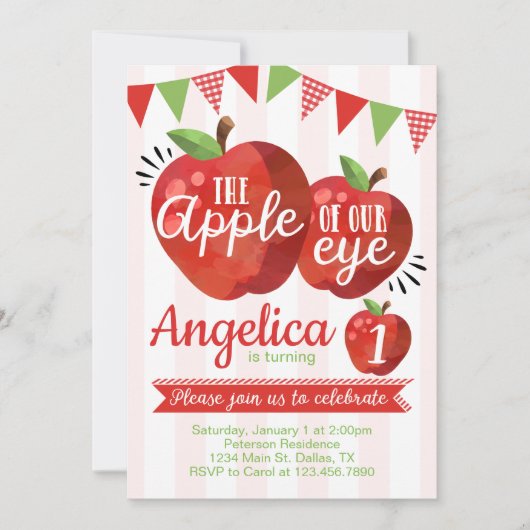 Apple of our Eye Birthday Party Invitation Kaart (Voorkant)