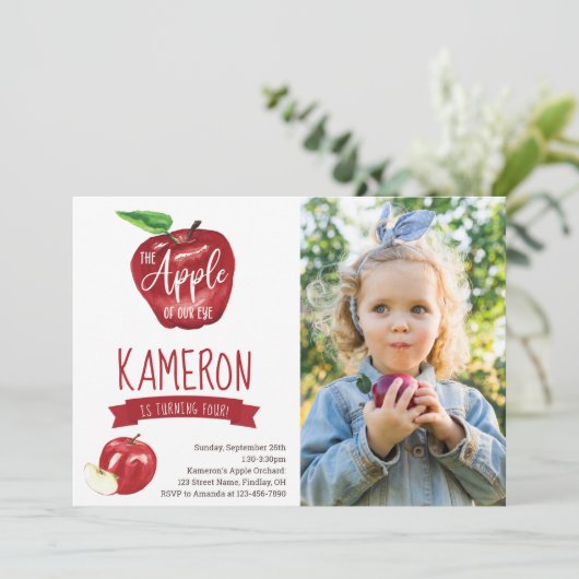 Apple of Our Eye Foto Birthday Party any Age Kaart (Staand voorkant)