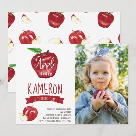 Apple of Our Eye Foto Birthday Party any Age Kaart (Voorkant / Achterkant)