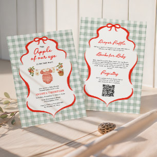 Apple of Our Eye Gingham All in One Baby Shower Kaart