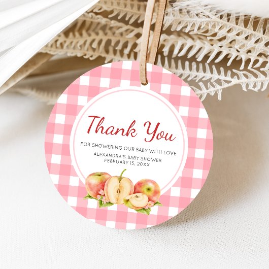 Apple of Our Eye Gingham Baby Shower Bedankjes Labels