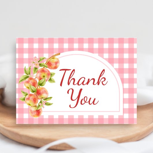 Apple of Our Eye Gingham Baby Shower Bedankkaart