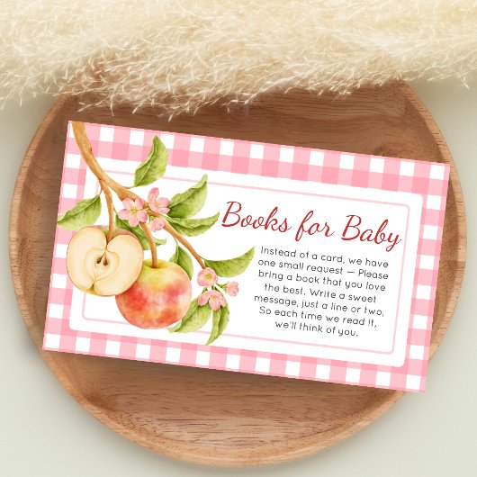 Apple of Our Eye Gingham Baby Shower Book for Baby Informatiekaartje