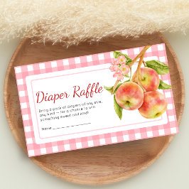 Apple of Our Eye Gingham Baby Shower Diaper Raffle Informatiekaartje
