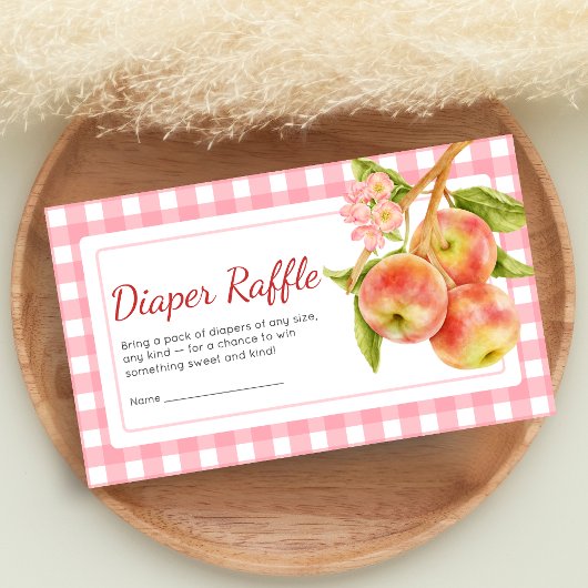 Apple of Our Eye Gingham Baby Shower Diaper Raffle Informatiekaartje