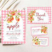 Apple of Our Eye Gingham Baby Shower Kaart