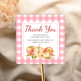 Apple of Our Eye Gingham Baby Shower Vierkante Sticker