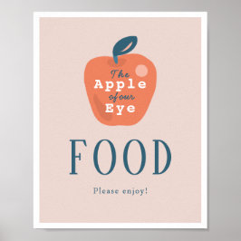 Apple of our Eye Girl Pink 1 Birthday Food Sign Poster