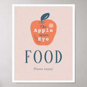 Apple of our Eye Girl Pink 1 Birthday Food Sign Poster