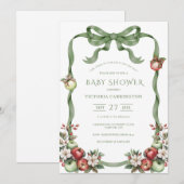 Apple of Our Eye Green Watercolor Elegant Baby Kaart (Voorkant / Achterkant)