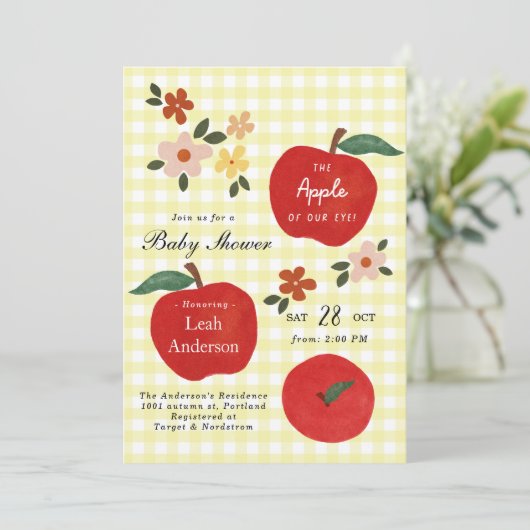 Apple of Our Eye Herfst Apple Baby shower Invitati Kaart (Staand voorkant)