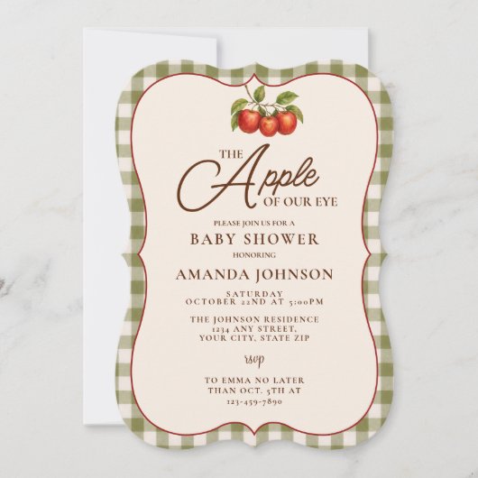 Apple Of Our Eye Herfst Gingham Baby Shower Kaart (Voorkant)