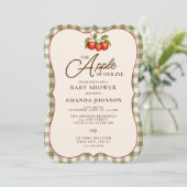 Apple Of Our Eye Herfst Gingham Baby Shower Kaart (Staand voorkant)