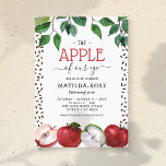 Apple of Our Eye Kids Birthday Invitation Kaart<br><div class="desc">Geavanceerde appel met verjaardagsuitnodigingen met waterverf bladeren en appels,  een zaadgrens en een moderne sjabloon ter viering van de verjaardag van de appel van ons oog,  die gemakkelijk te personaliseren is.</div>