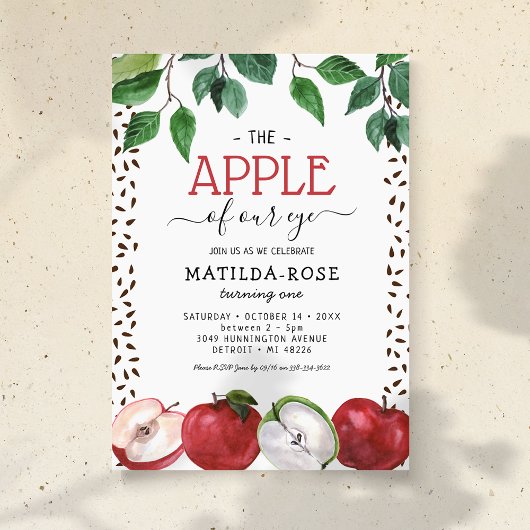 Apple of Our Eye Kids Birthday Invitation Kaart