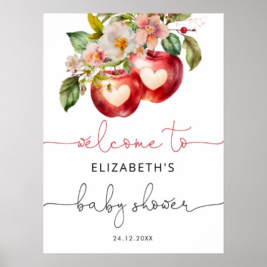 Apple of Our Eye Modern Baby shower Welkom Poster (Voorkant)