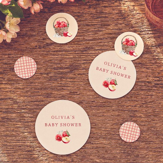 Apple Of Our Eye Rode Gingham Baby Shower Confetti