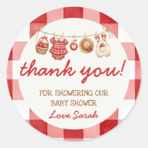 Apple of Our Eye Rode Gingham Baby Shower Sticker