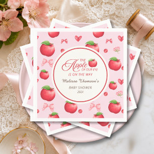 Apple Of Our Eye Roze Rode Coquette Baby Shower Servet