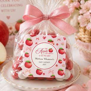 Apple Of Our Eye Roze Rode Coquette Baby Shower Vierkante Sticker