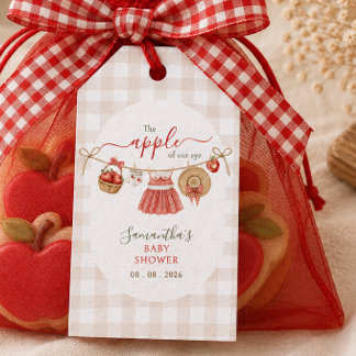 Apple Of Our Eye waslijn geruite Baby Shower Cadeaulabel