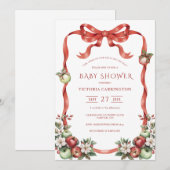 Apple of Our Eye Watercolor Elegant  Baby Shower Kaart (Voorkant / Achterkant)