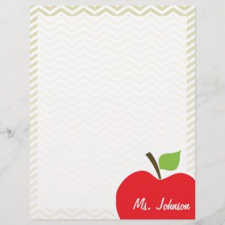 Apple on Beige Chevron; zzag