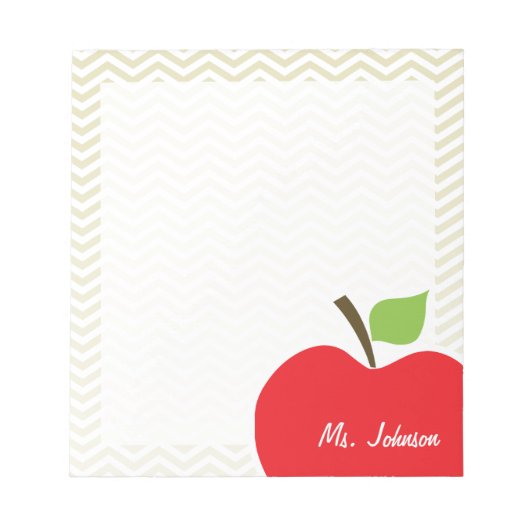 Apple on Beige Chevron; zzag Notitieblok (Voorkant)