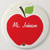 Apple on Beige Chevron; zzag Ronde Button 6,0 Cm (Voorkant)