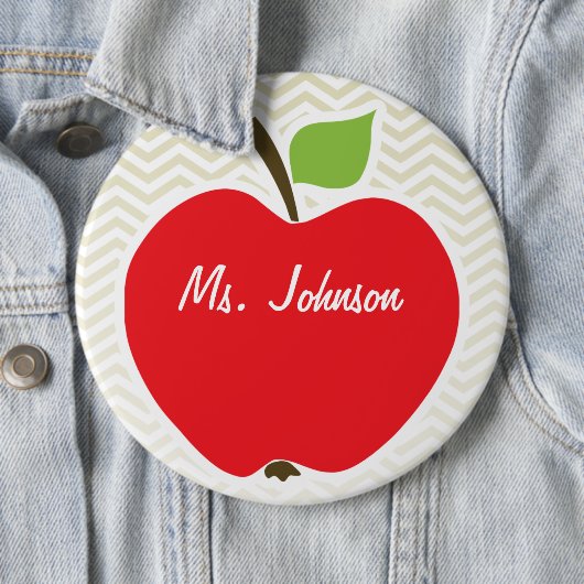 Apple on Beige Chevron; zzag Ronde Button 6,0 Cm (In situ)