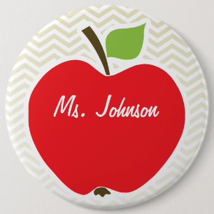 Apple on Beige Chevron; zzag Ronde Button 6,0 Cm