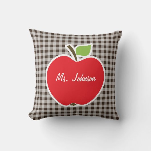 Apple on Bistre Brown Gingham Kussen (Voorkant)