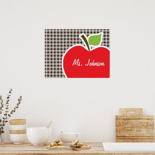 Apple on Bistre Brown Gingham Poster (Keuken)