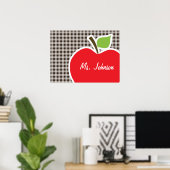 Apple on Bistre Brown Gingham Poster (Thuiskantoor)