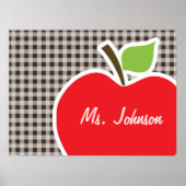 Apple on Bistre Brown Gingham Poster (Voorkant)