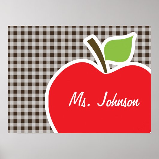 Apple on Bistre Brown Gingham Poster (Voorkant)