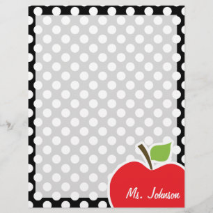 Apple on Black and White Polka Dots Briefhoofd Ontwerp
