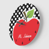 Apple on Black and White Polka Dots Grote Klok (Hoek)